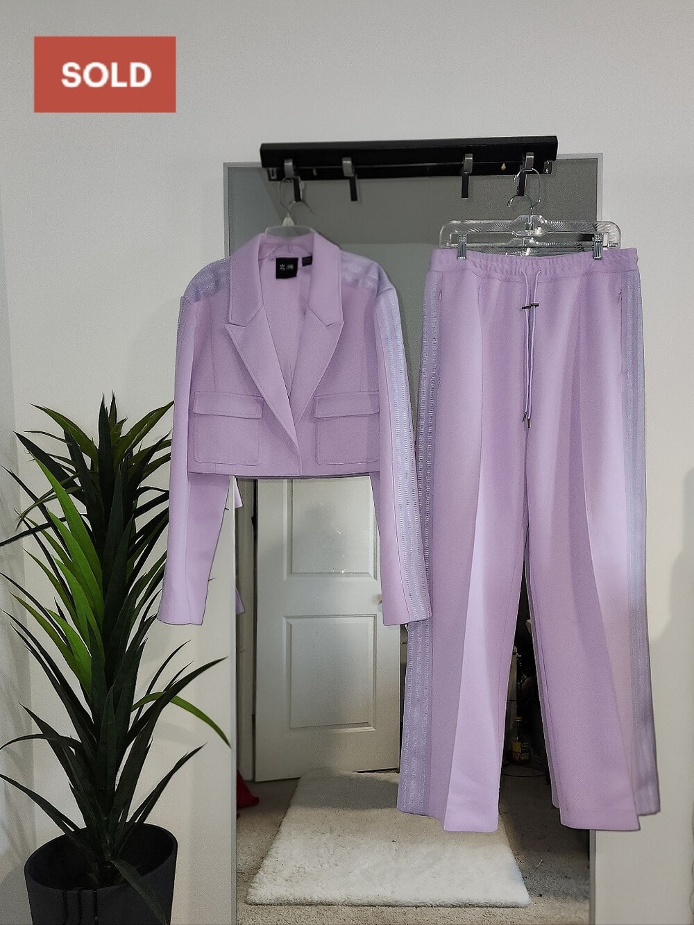 Adidas x Ivy Park Cropped Suit Jacket & 3-Stripes Suit Pants | Purple Glow, L